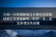 只用一分钟理解每日大赛在线观看：线索汇总更能解释，机制一清二楚，这条建议先收藏
