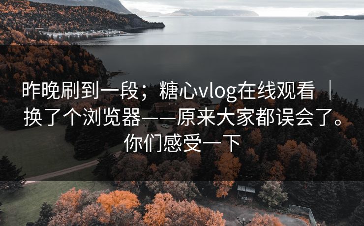 昨晚刷到一段；糖心vlog在线观看 ｜ 换了个浏览器——原来大家都误会了。你们感受一下