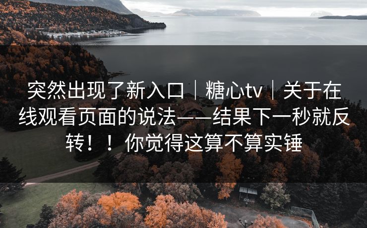 突然出现了新入口｜糖心tv｜关于在线观看页面的说法——结果下一秒就反转！！你觉得这算不算实锤