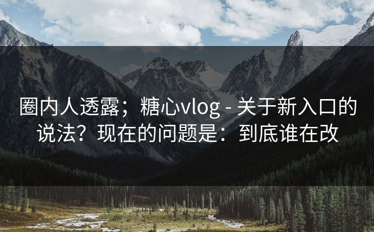 圈内人透露；糖心vlog - 关于新入口的说法？现在的问题是：到底谁在改